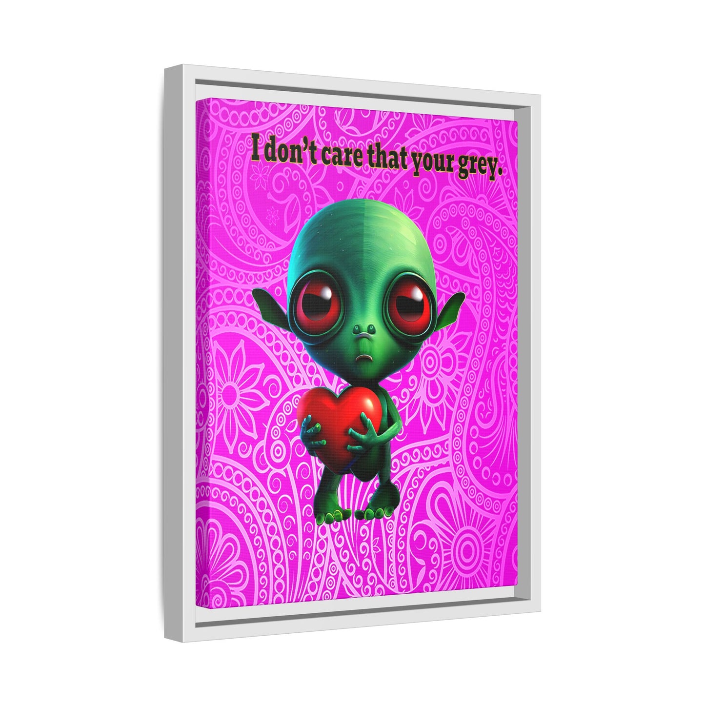 I don't care that your grey - framed canvas art (pink swirl)