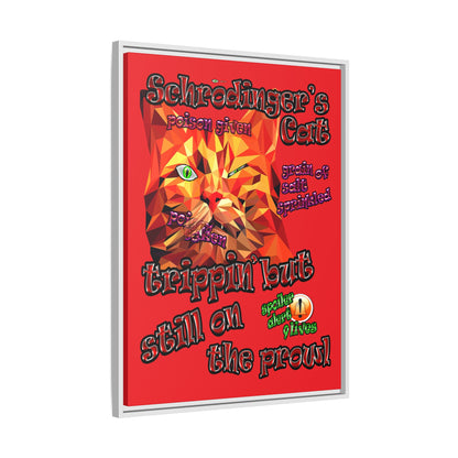 schrodinger's cat - framed canvas art (red)