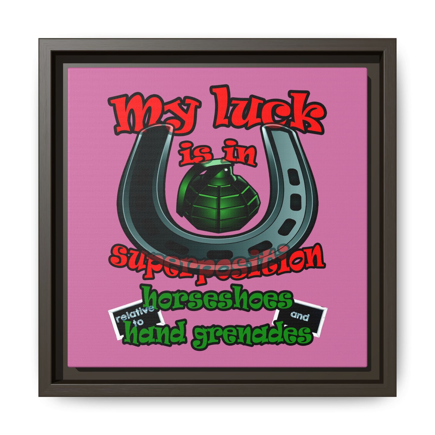my luck - framed canvas art (light pink)