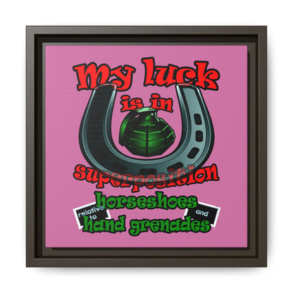 my luck - framed canvas art (light pink)