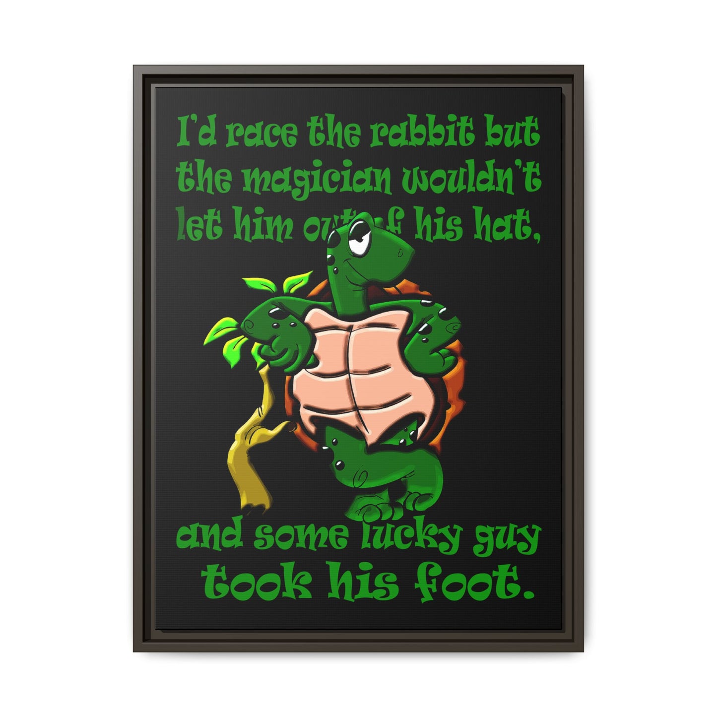 turtle race - framed canvas art (black)