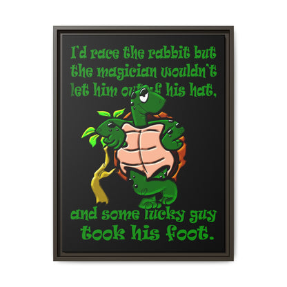 turtle race - framed canvas art (black)