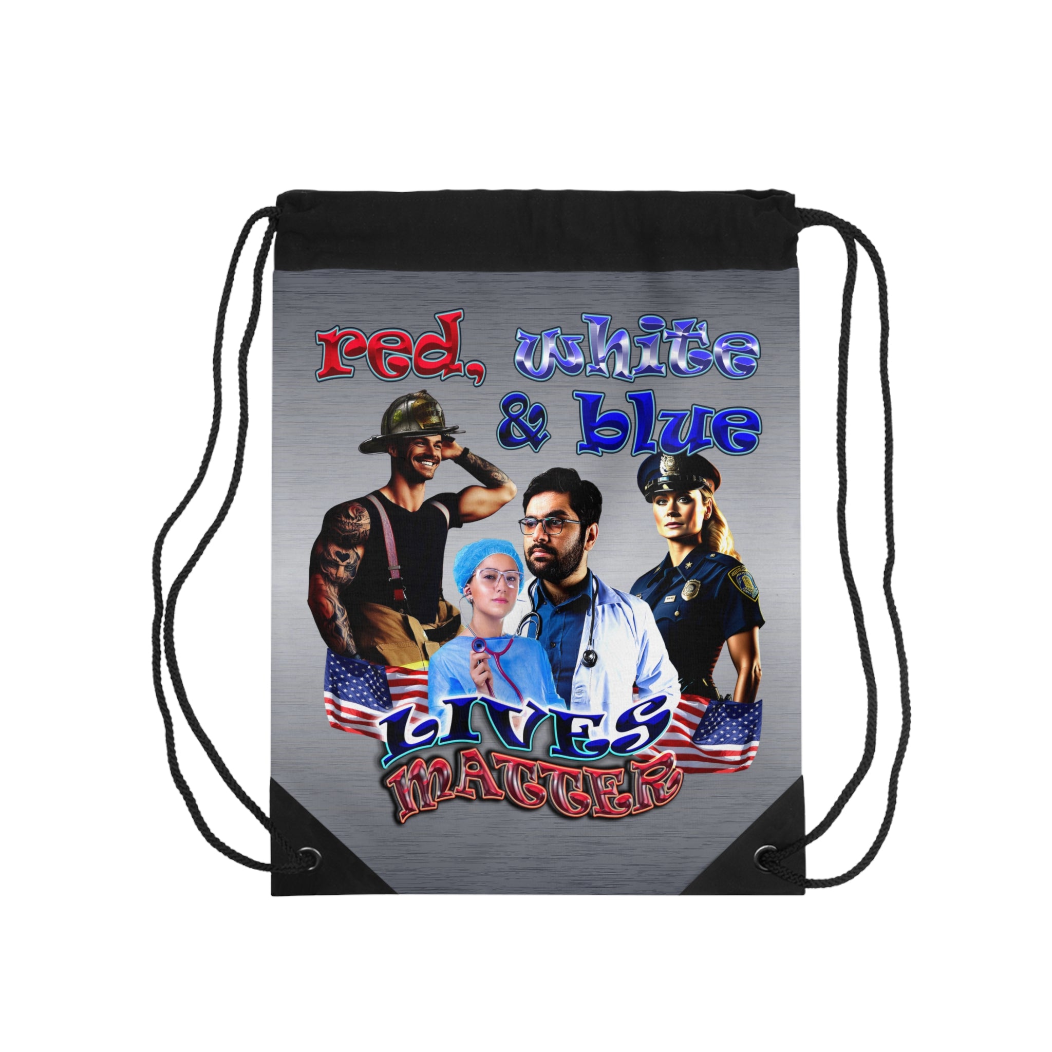 rw&b lives matter - Drawstring Bag (brushed nickel)