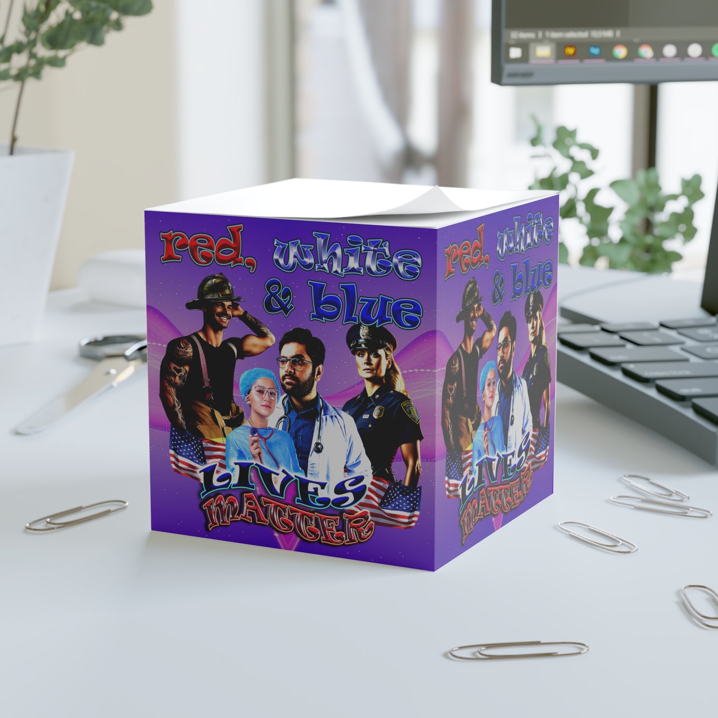 rw&b lives matter - note cube (purple-pink wave)
