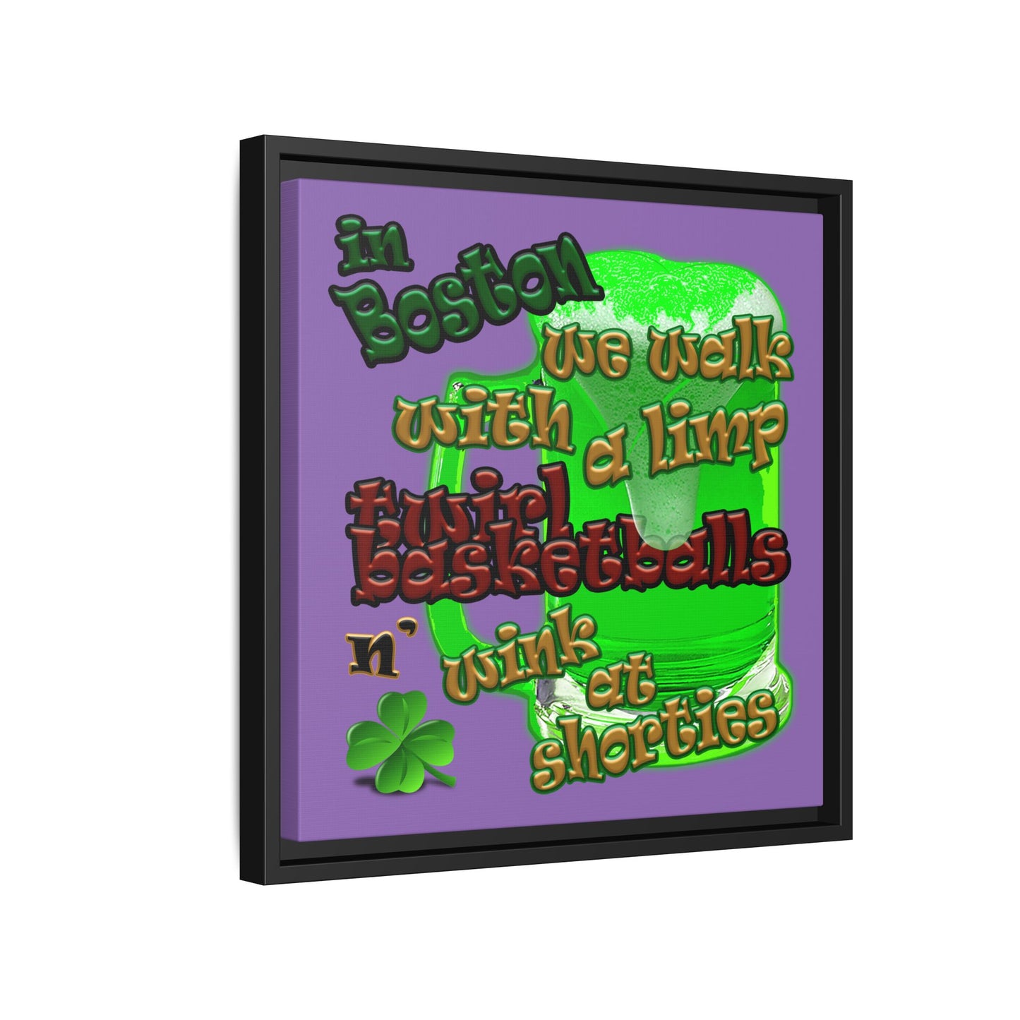 celtics logo - framed canvas art (light purple)