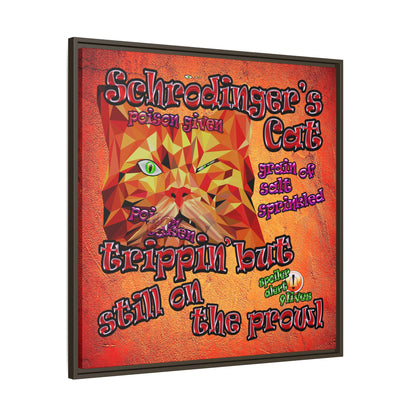 schrodinger's cat - framed canvas art (burnt orange)