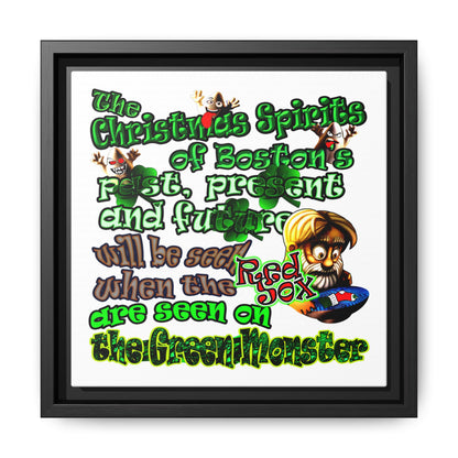 christmas spirits of boston - framed canvas art (white)