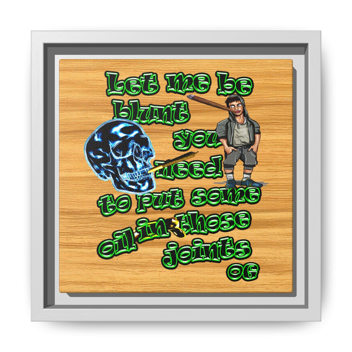 og - framed canvas art (butterscotch wood finish)