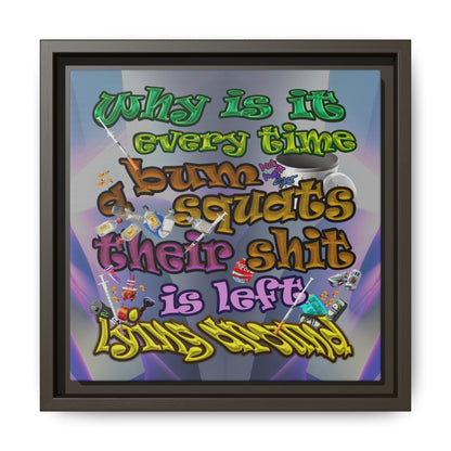 the bum's shit - framed canvas art (grey-pink wave)