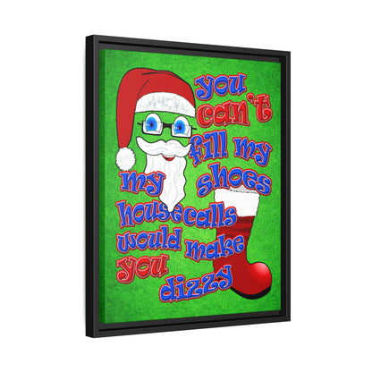 santa's shoes - framed canvas art (green turf)