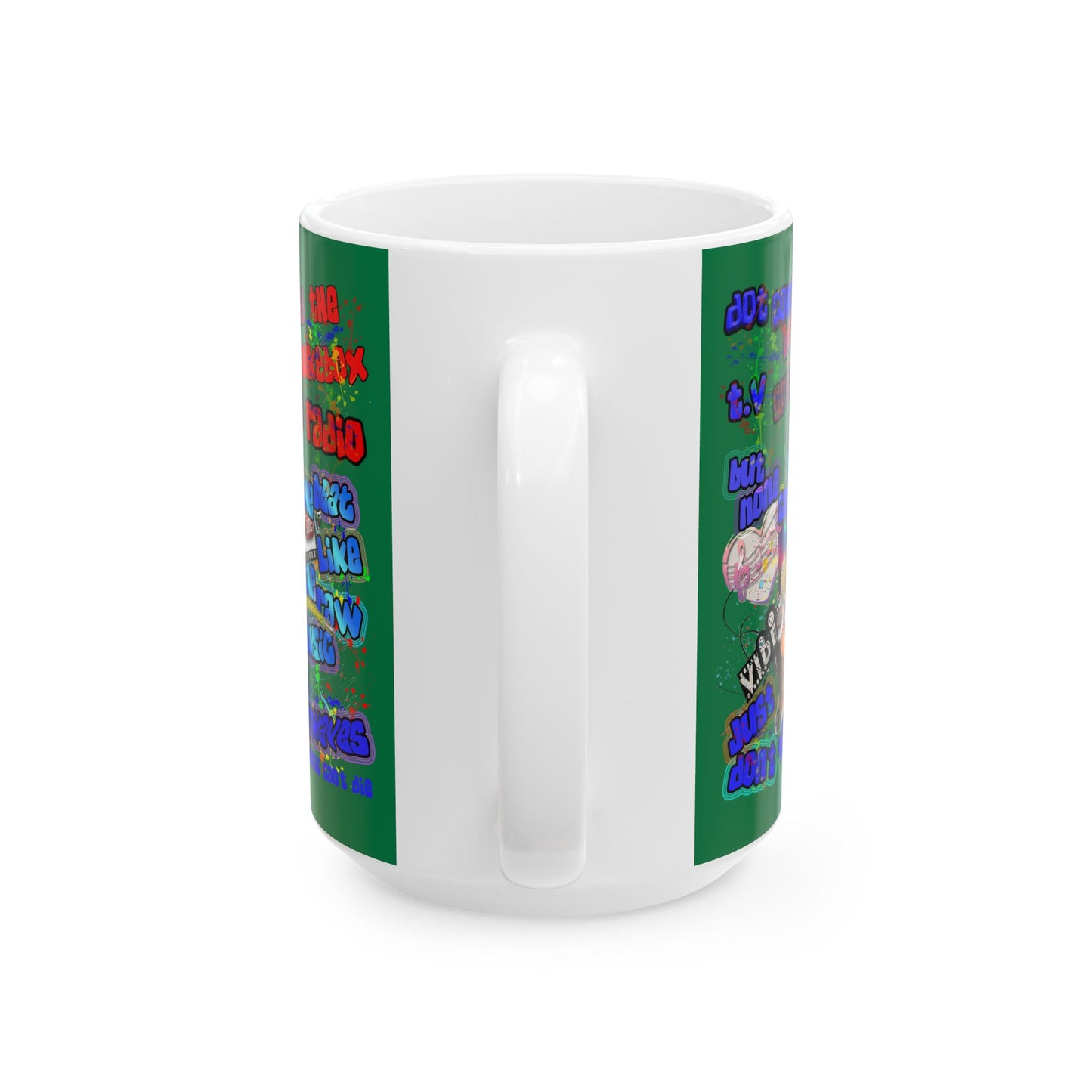 drop the beat - White Mug (dark green)