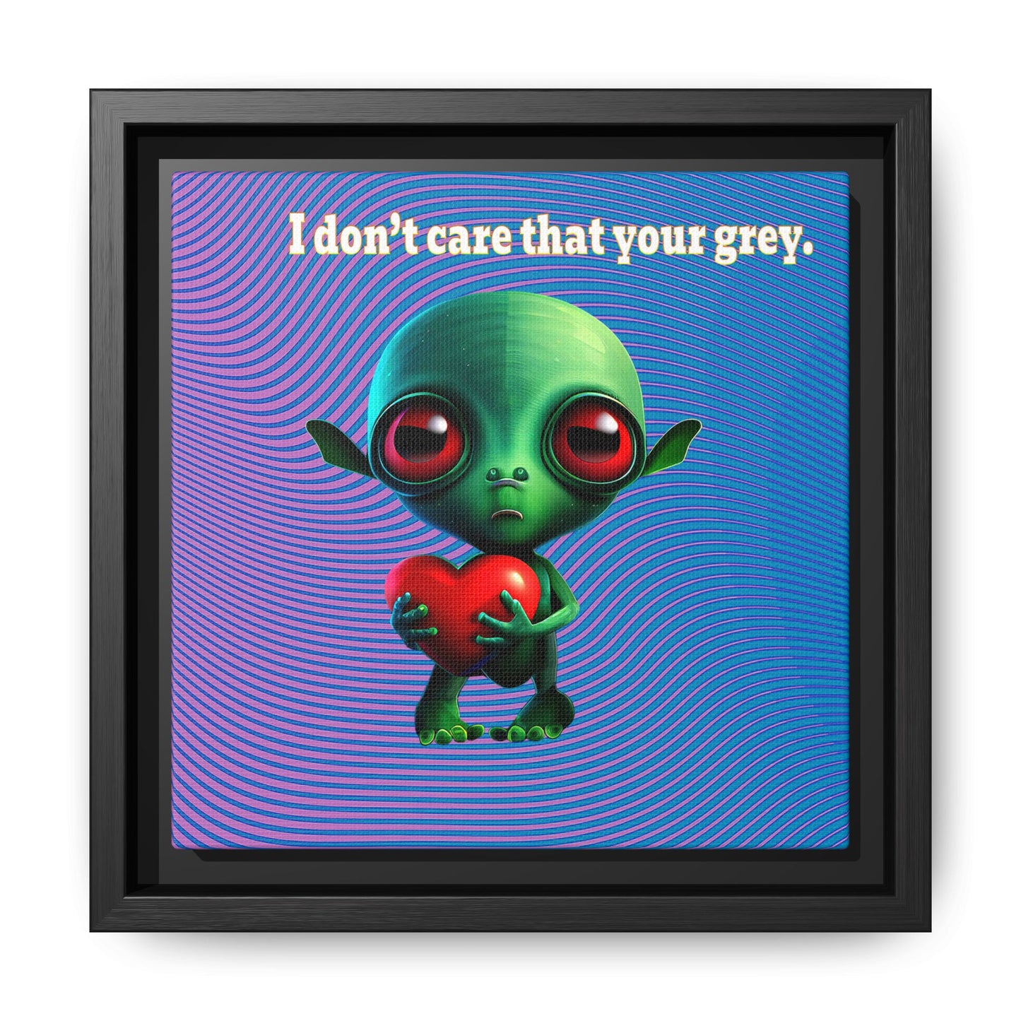 I don't care that your grey - framed canvas art (light blue-purple wave)