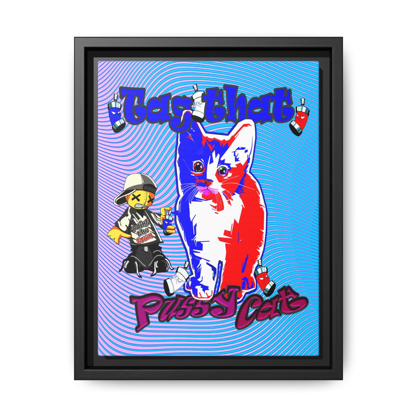 tag that - framed canvas art (light blue-purple wave)