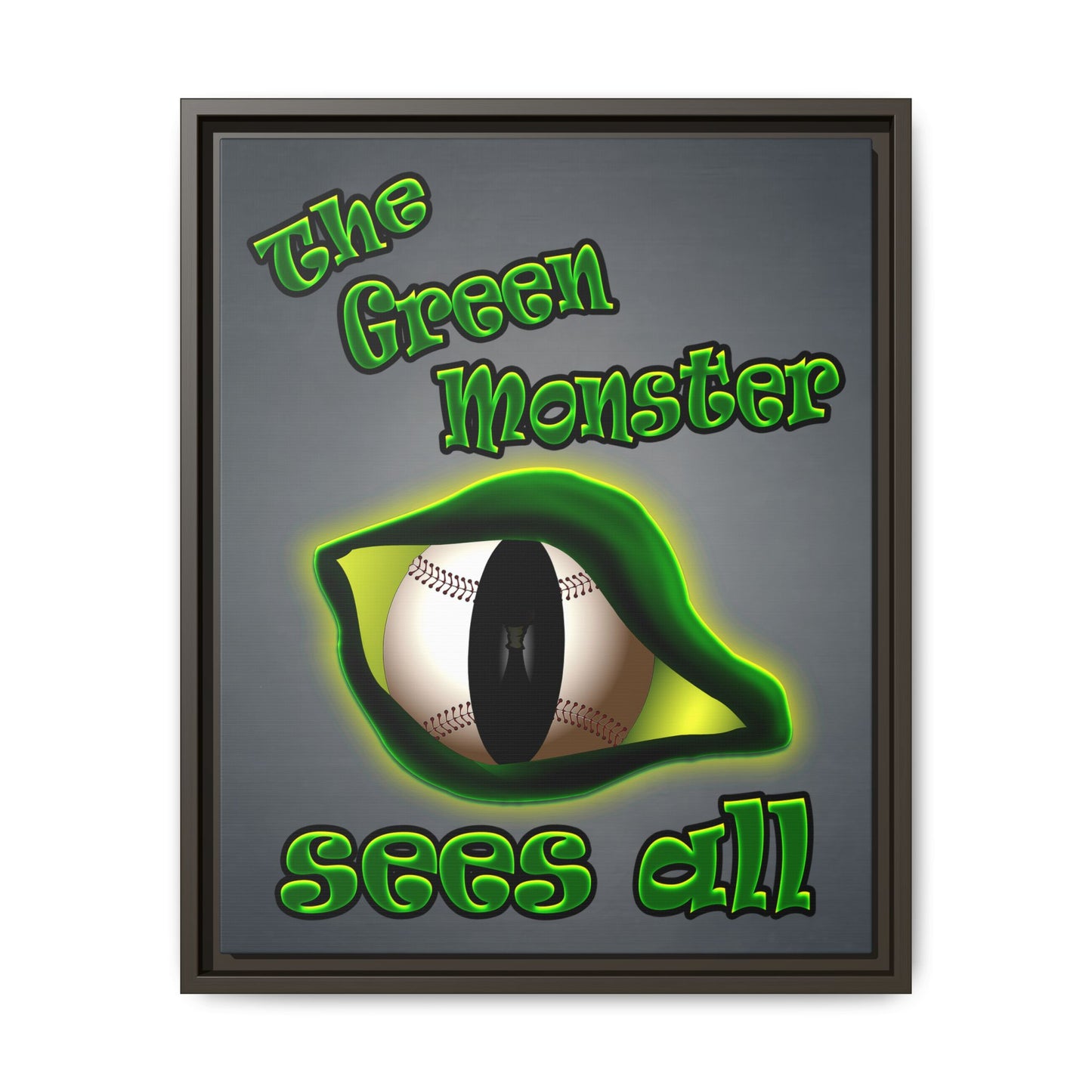 green monster - framed canvas art (grey-light grey)