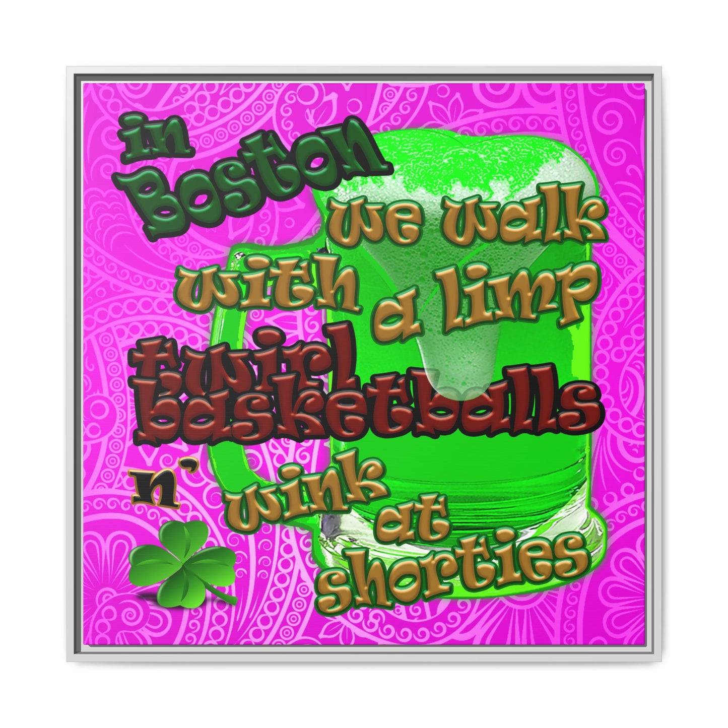 celtics logo - framed canvas art (pink swirl)