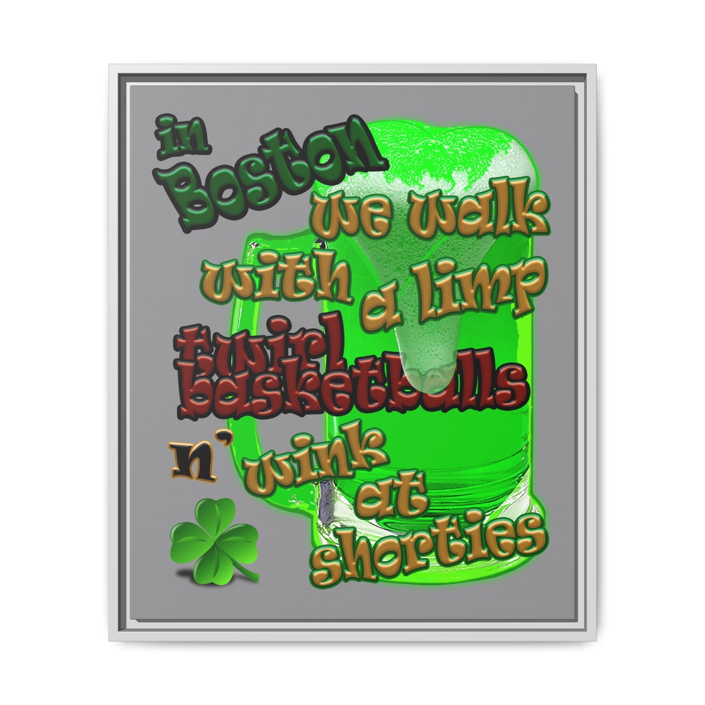 celtics logo - framed canvas art (grey)