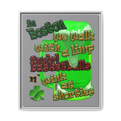 celtics logo - framed canvas art (grey)