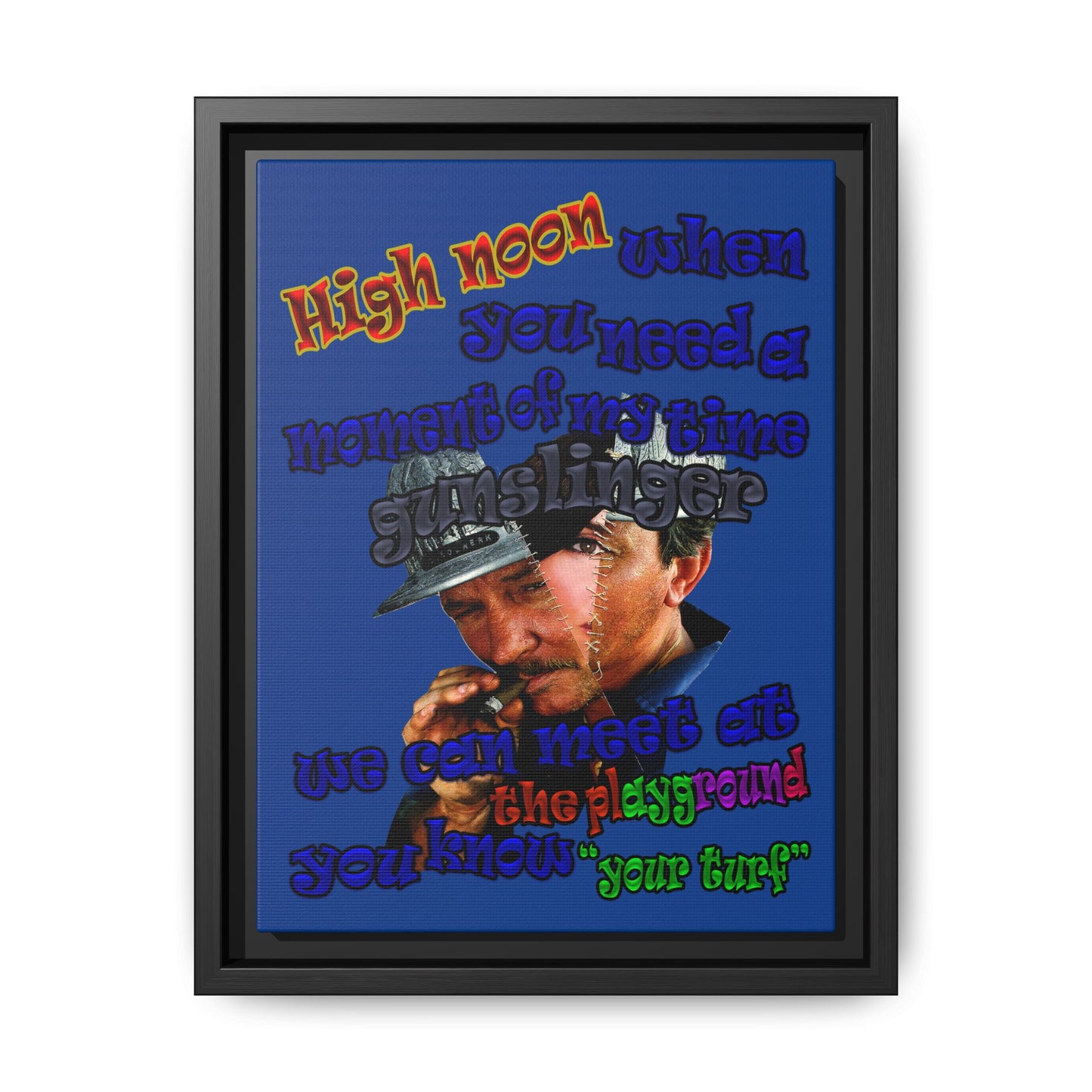 high noon - framed canvas art (dark blue)