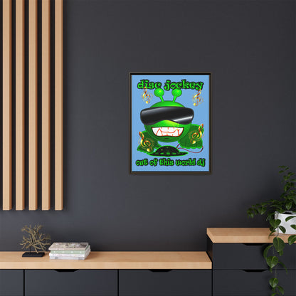 disc jockey - framed canvas art (light blue)