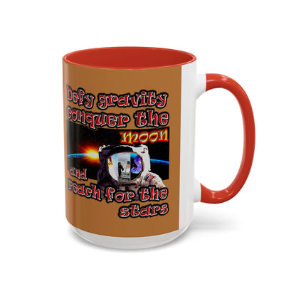defy conquer reach - Accent Mug (light brown)