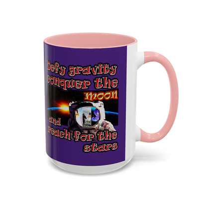 defy conquer reach - Accent Mug (purple)