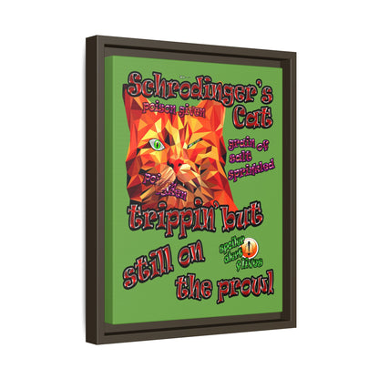 schrodinger's cat - framed canvas art (green)