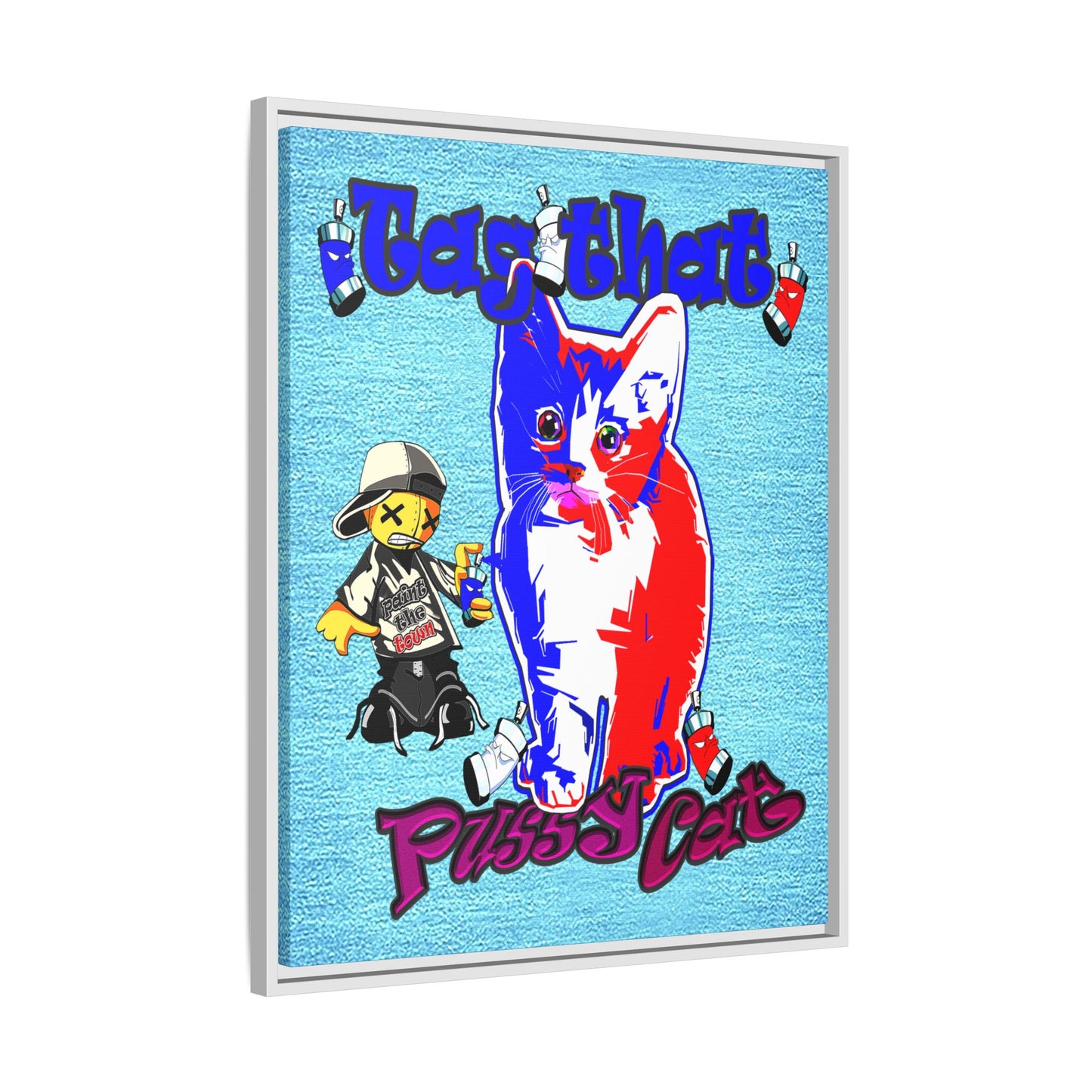 tag that - framed canvas art (faded blue)