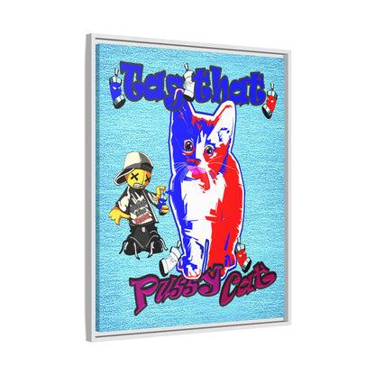 tag that - framed canvas art (faded blue)