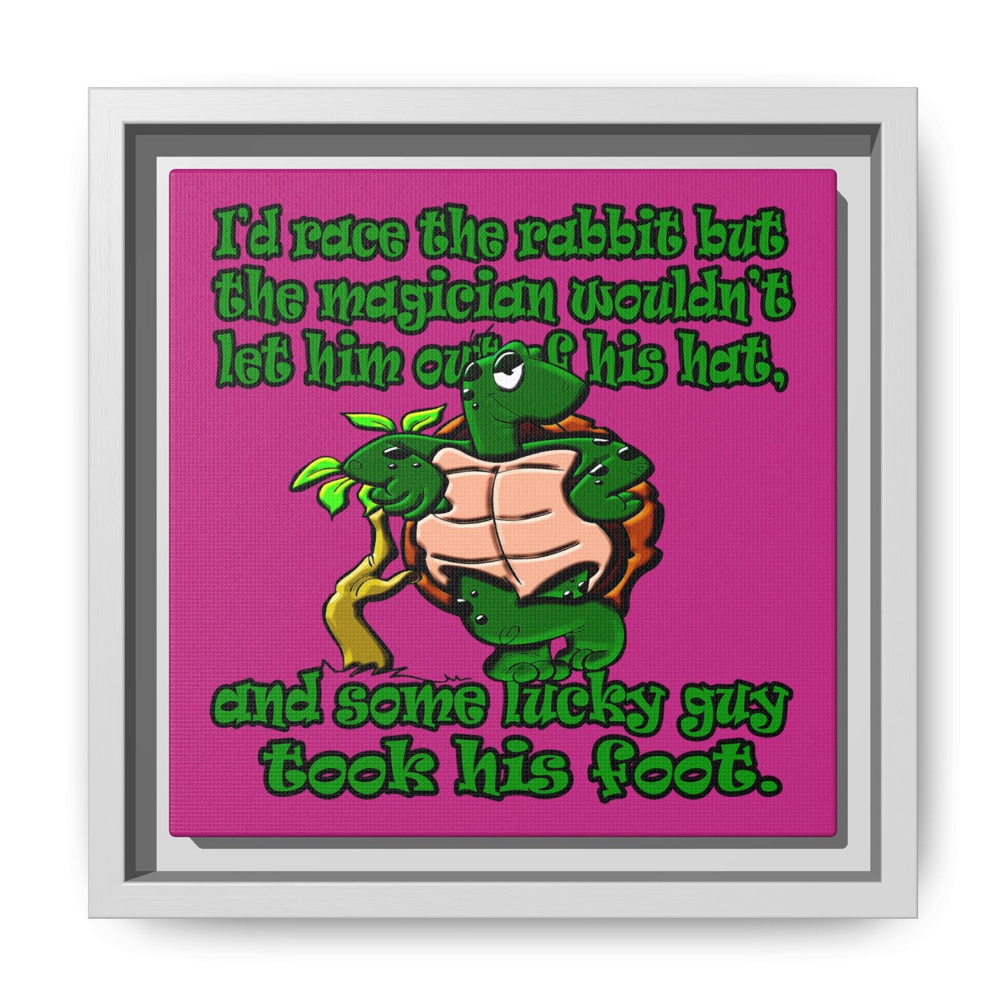 turtle race - framed canvas art (pink)