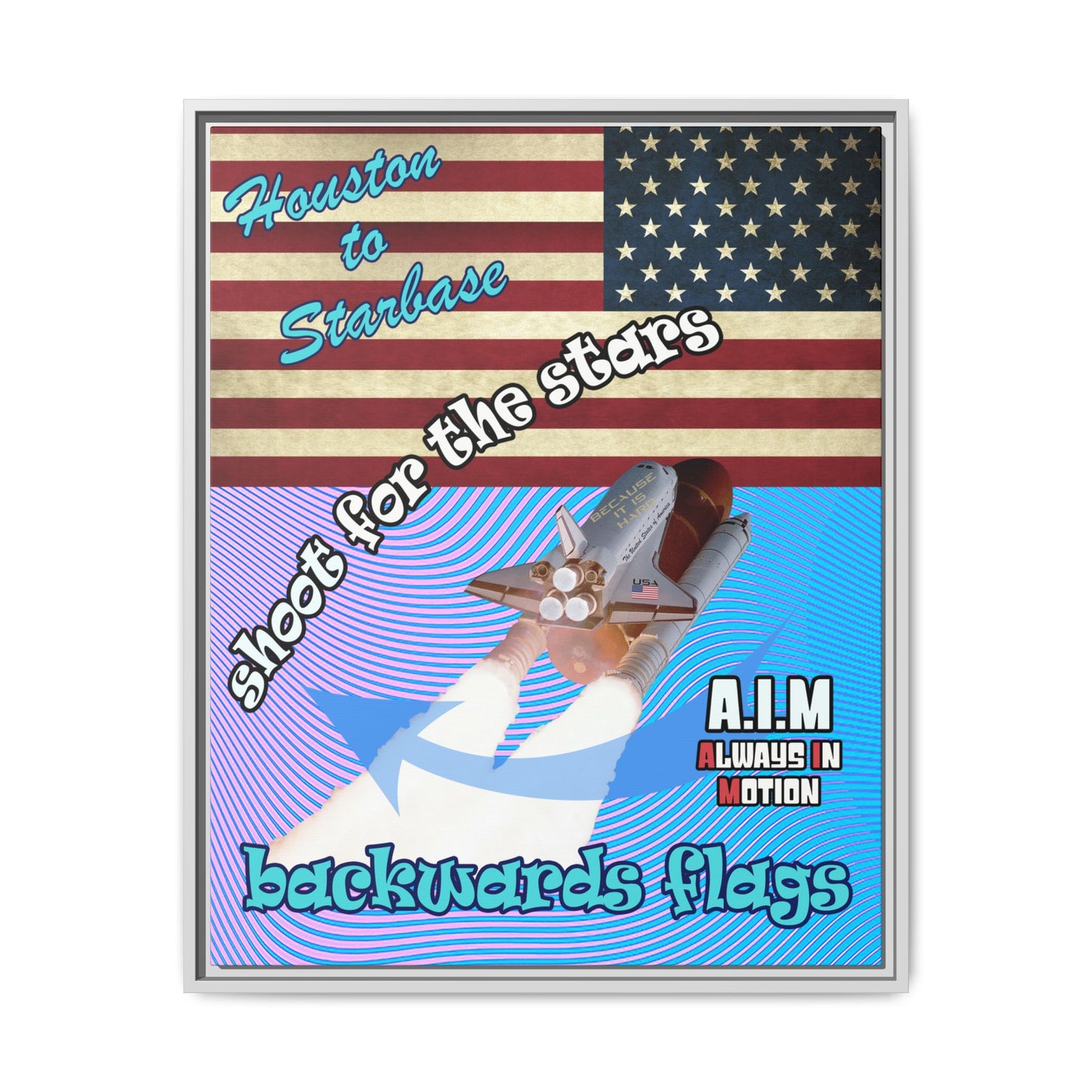 shoot for the stars - framed canvas art (light blue-purple wave)