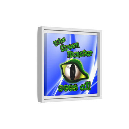 green monster - framed canvas art (blue-white wave)