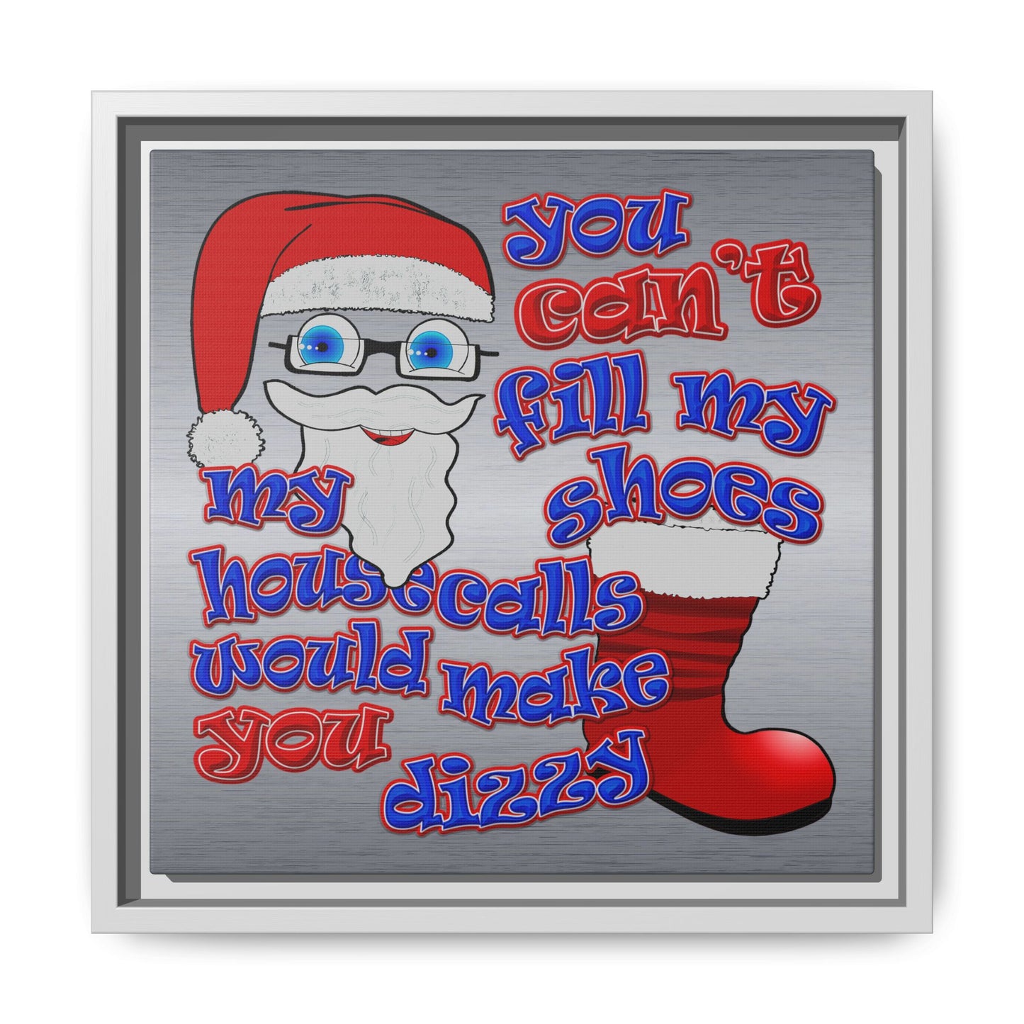 santa's shoes - framed canvas art (brushed nickel)
