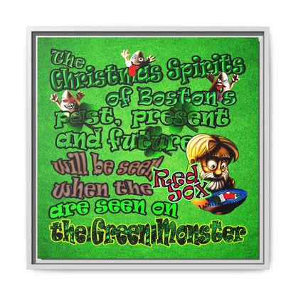 christmas spirits of boston - framed canvas art (green turf)