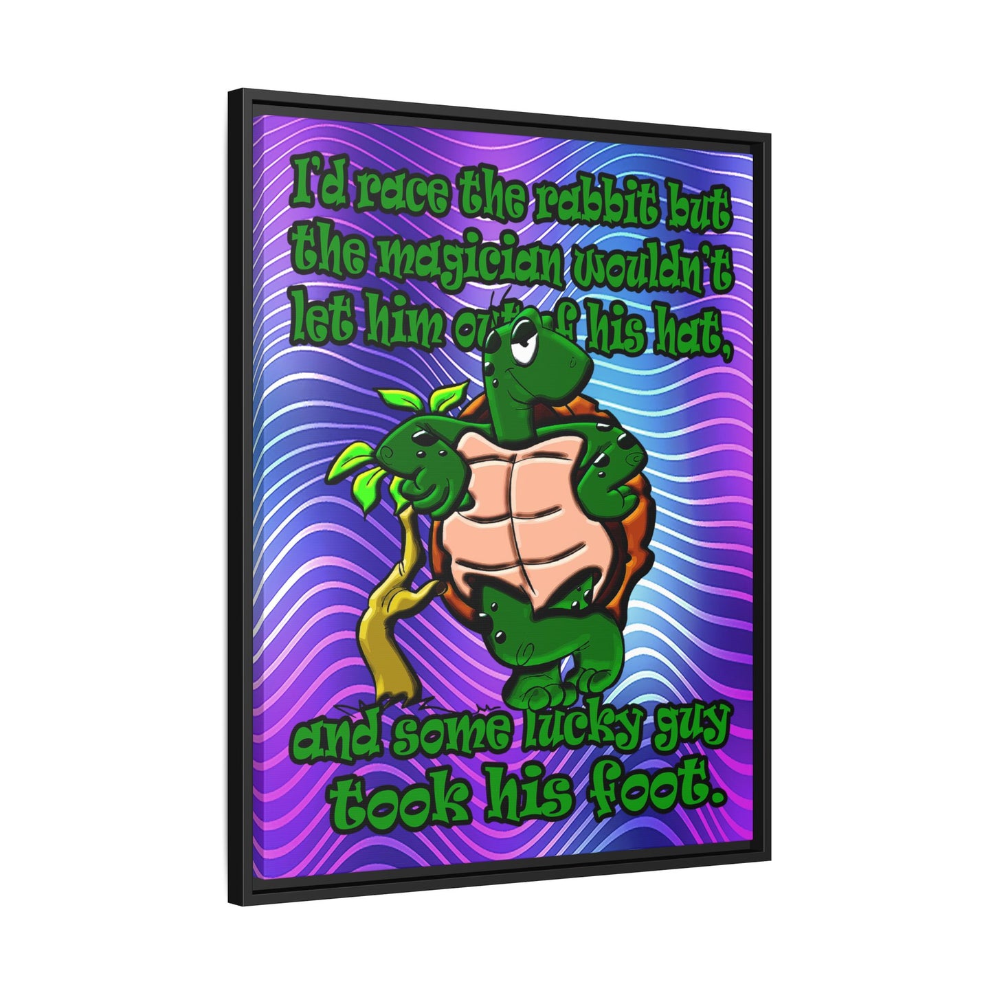 turtle race - framed canvas art (purple wave)