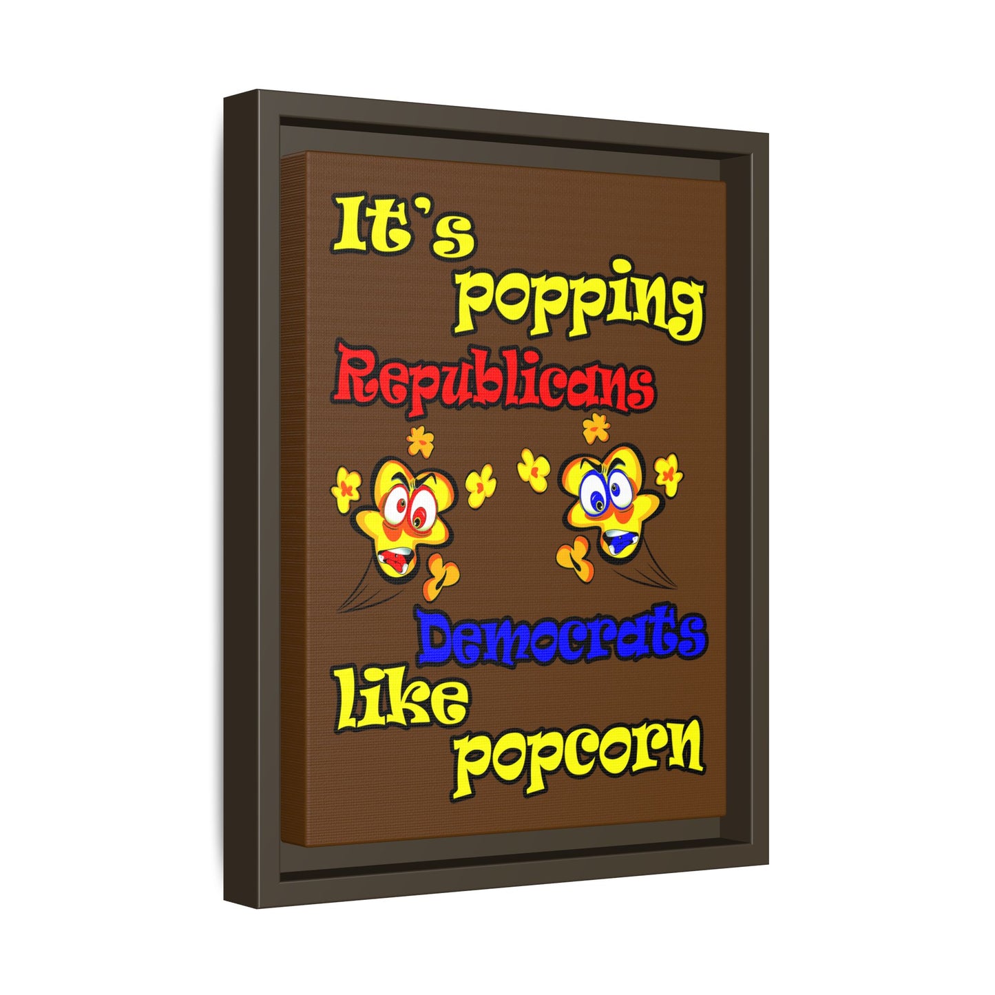 popping like popcorn - framed canvas art (brown)