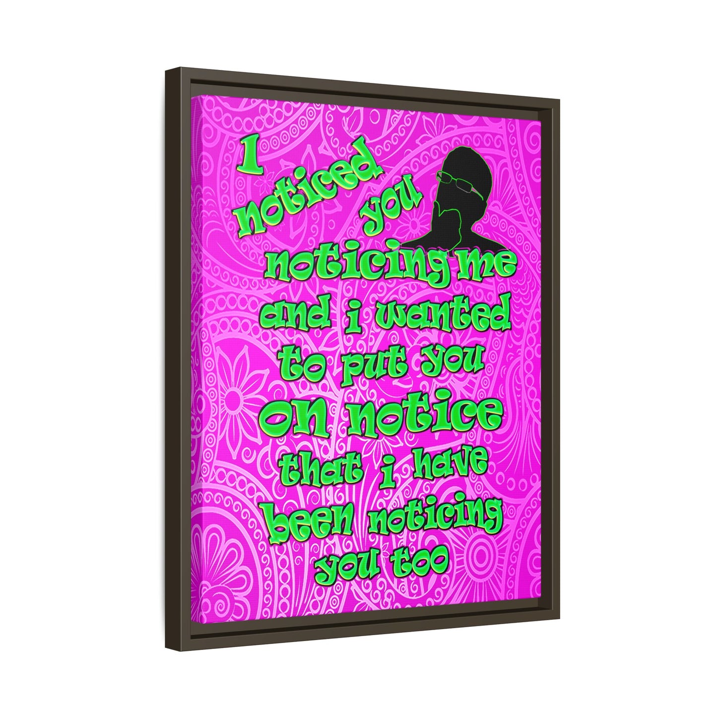 noticed you noticing - framed canvas art (pink swirl)