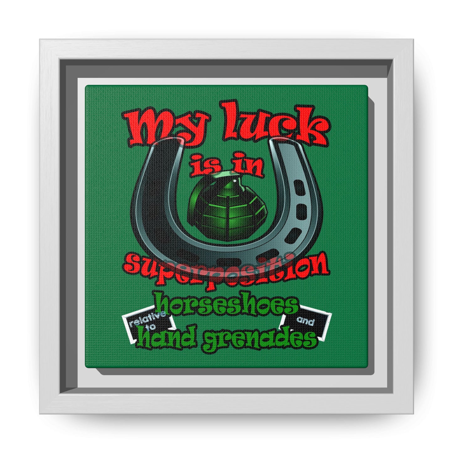 my luck - framed canvas art (dark green)