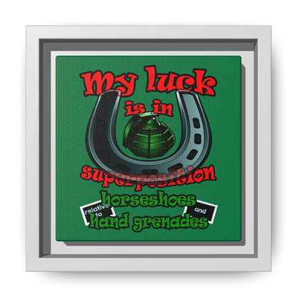 my luck - framed canvas art (dark green)