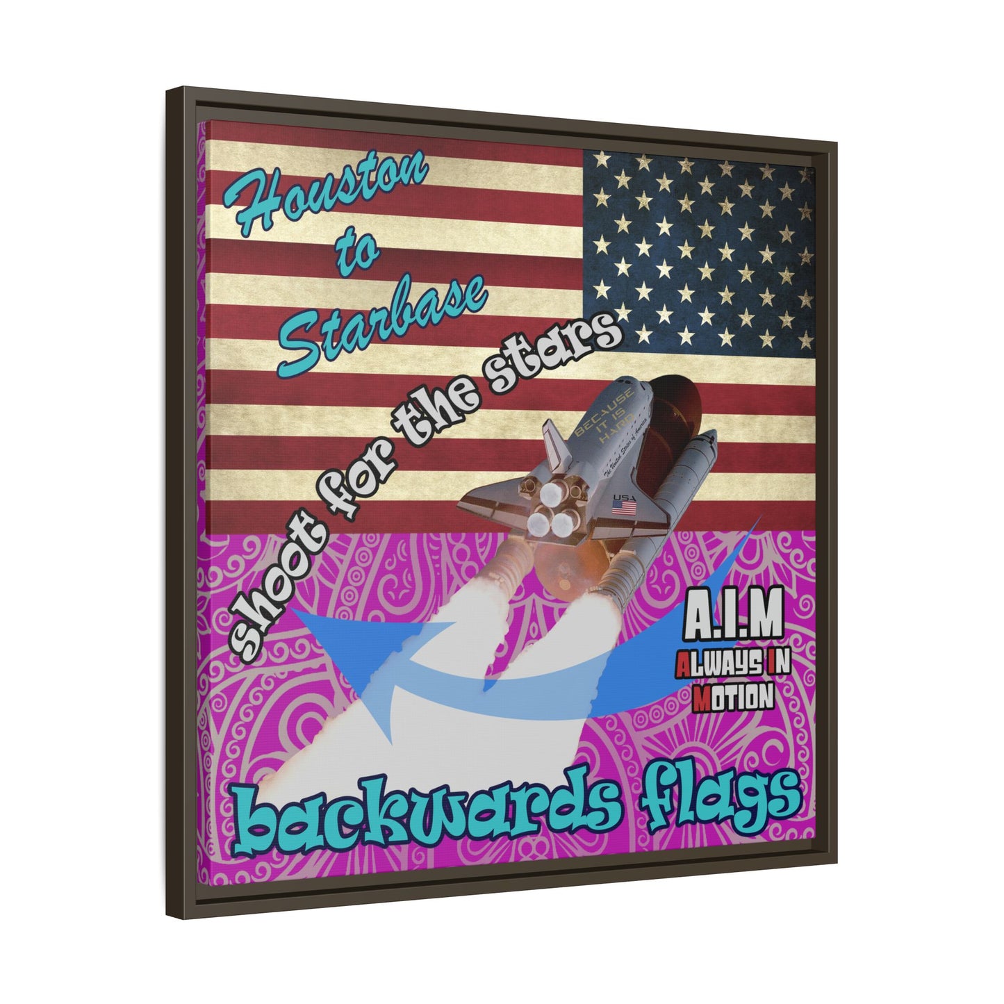 shoot for the stars - framed canvas art (pink swirl)