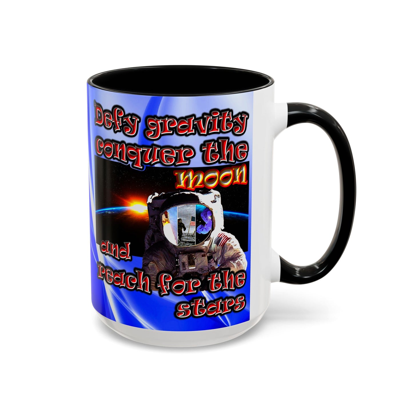 defy conquer reach - Accent Mug (blue-white wave)