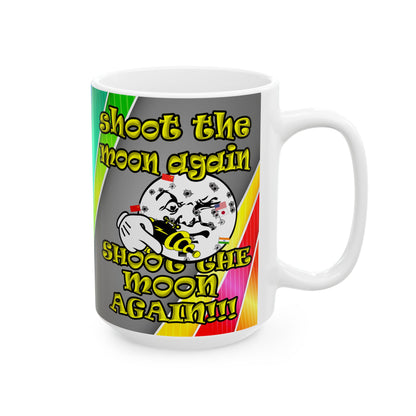 shoot the moon again - White Mug (rainbow split)
