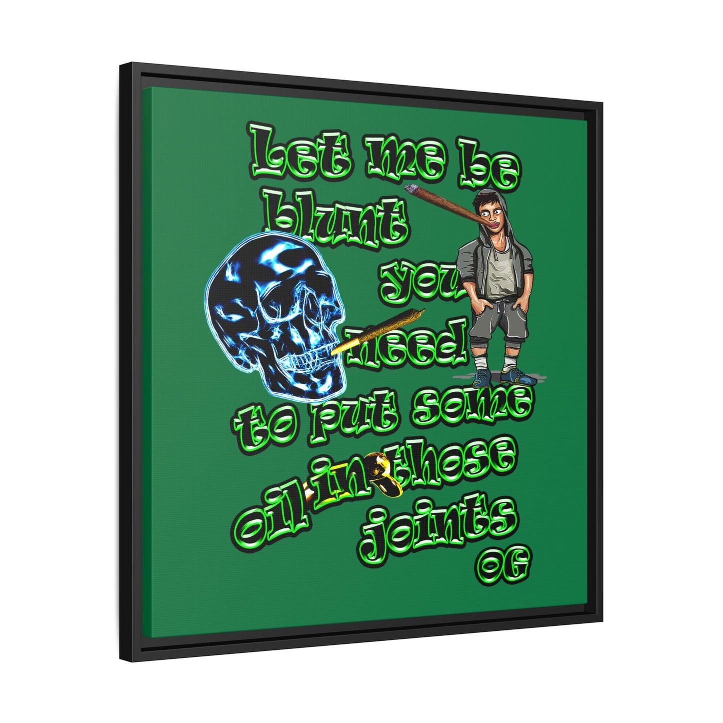 og - framed canvas art (dark green)