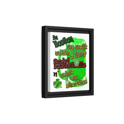 celtics logo - framed canvas art (white)