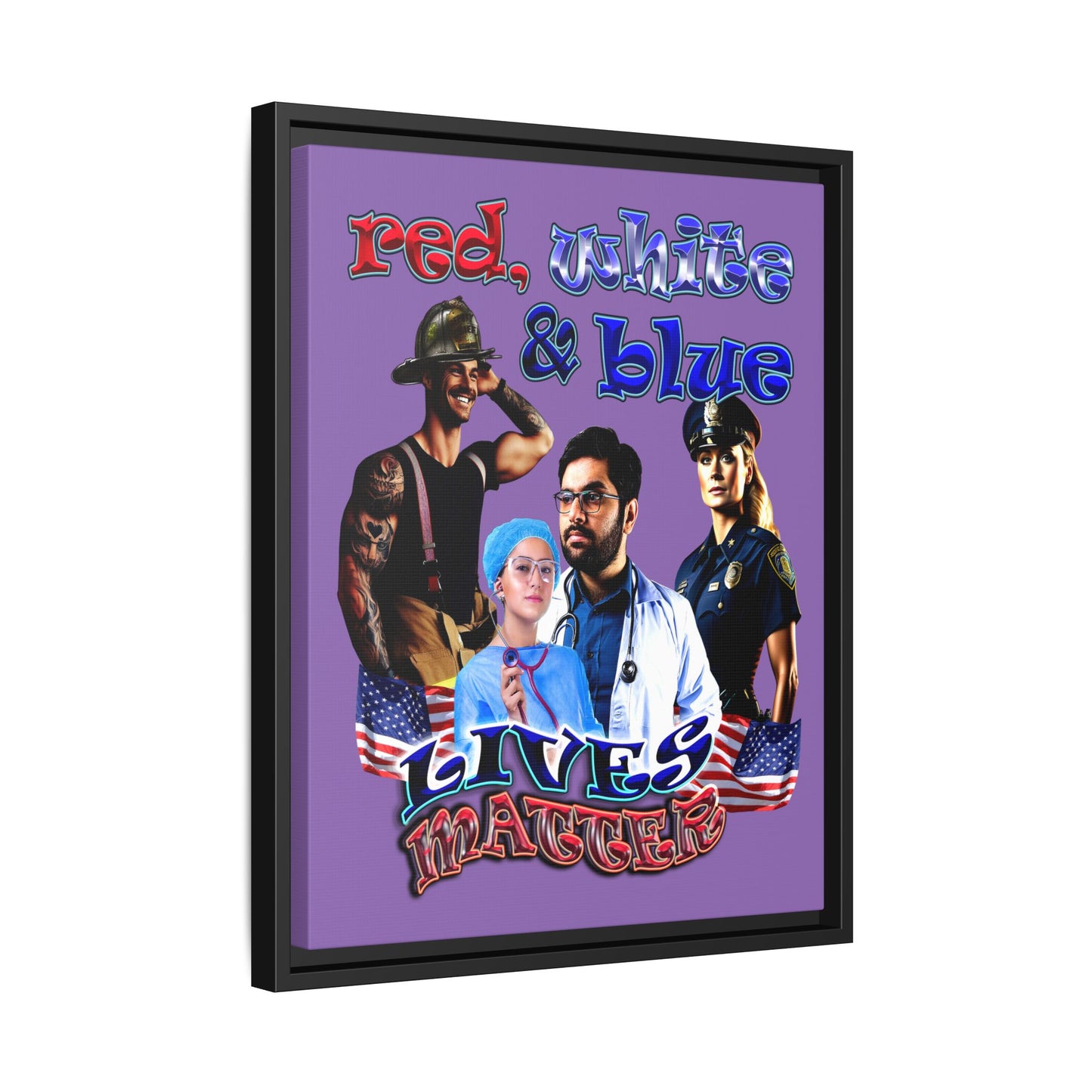 rw&b lives matter - framed canvas art (light purple)