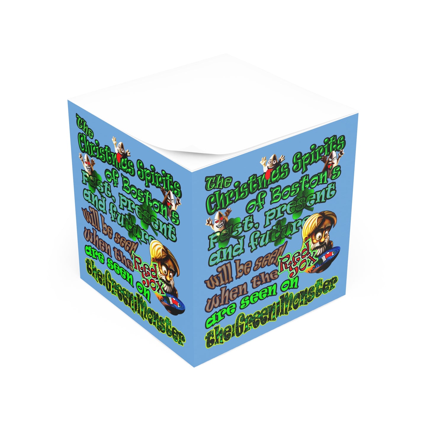 christmas spirits of boston - note cube (light blue)