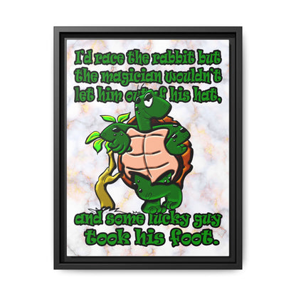 turtle race - framed canvas art (white marble)
