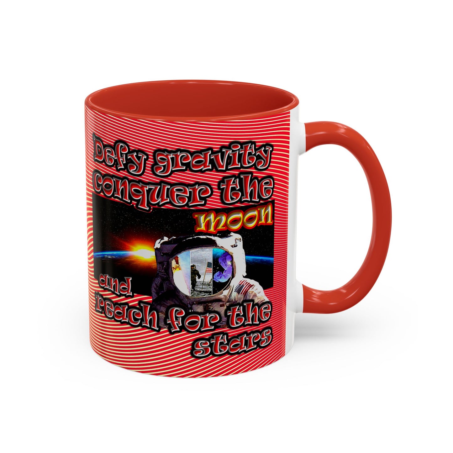 defy conquer reach - Accent Mug (yellow-orange wave)