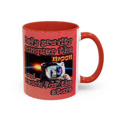 defy conquer reach - Accent Mug (yellow-orange wave)