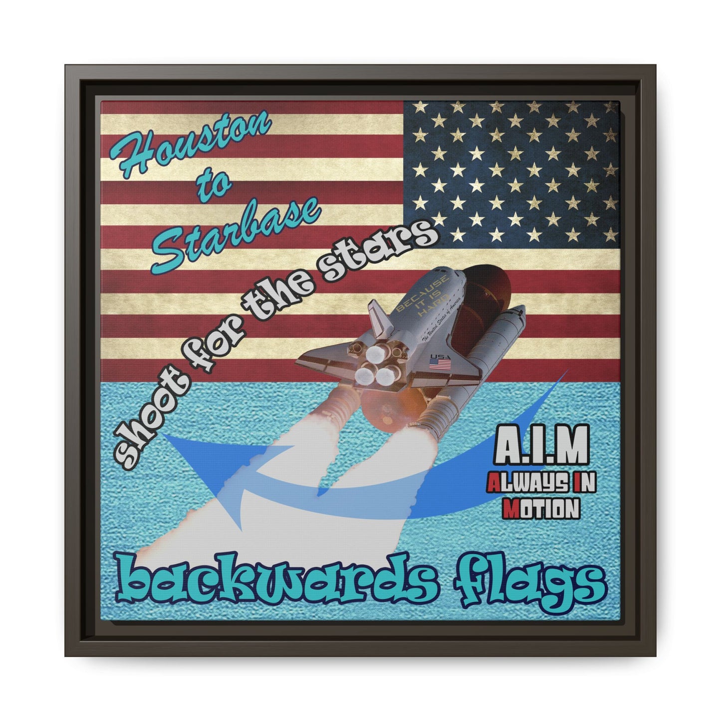 shoot for the stars - framed canvas art (faded blue)