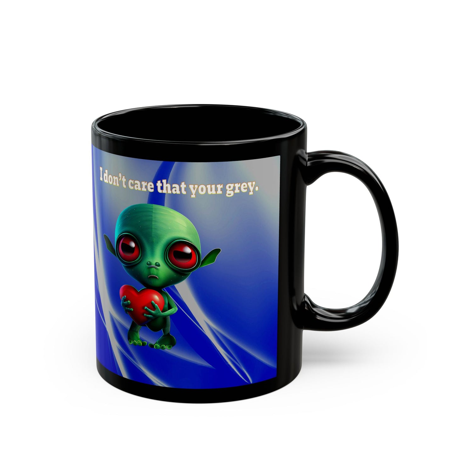 I don't care that your grey - Black Mug (blue-white wave)